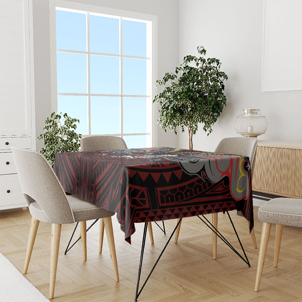 Custom Penrith Panthers Tablecloth Black Panther Warrior Polynesia Islander Rugby Mascot