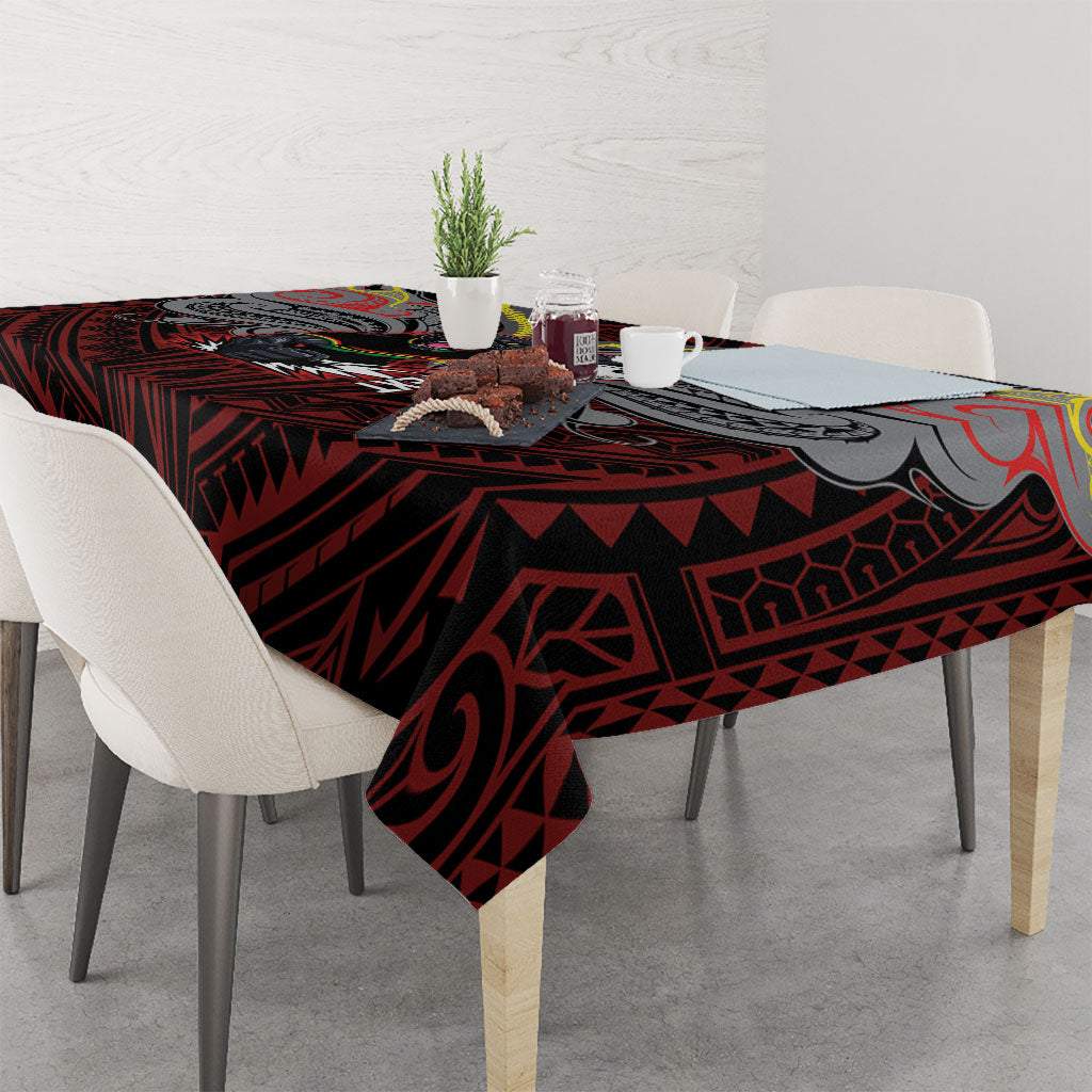 Custom Penrith Panthers Tablecloth Black Panther Warrior Polynesia Islander Rugby Mascot