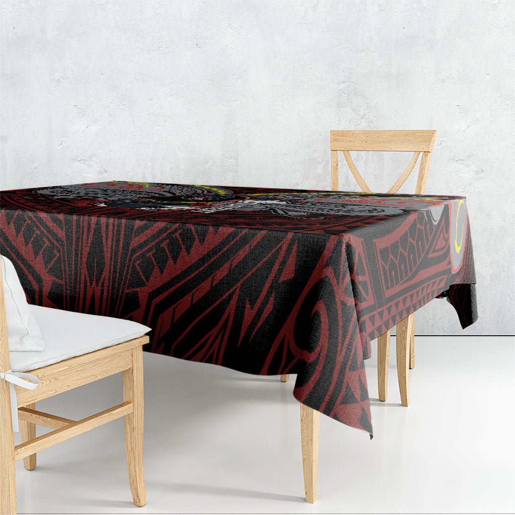 Custom Penrith Panthers Tablecloth Black Panther Warrior Polynesia Islander Rugby Mascot