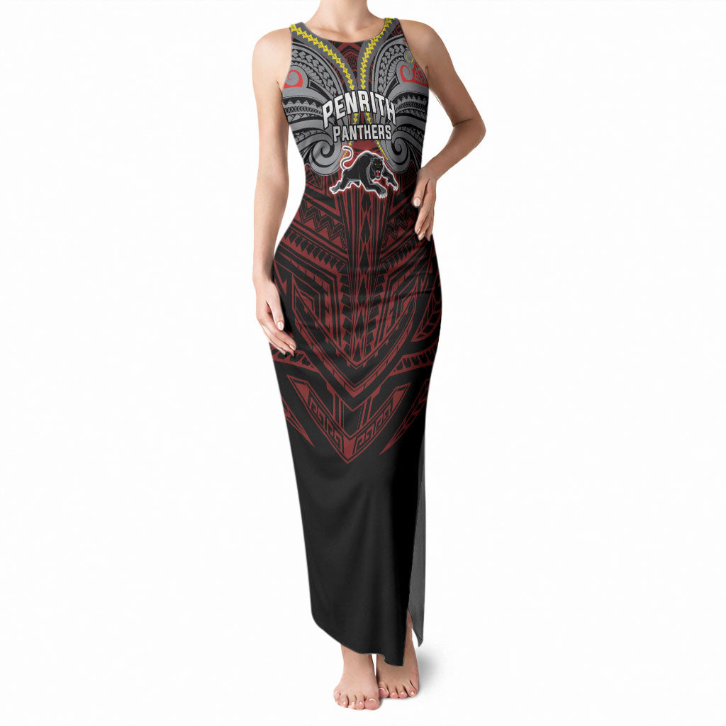 Custom Penrith Panthers Tank Maxi Dress Black Panther Warrior Polynesia Islander Rugby Mascot
