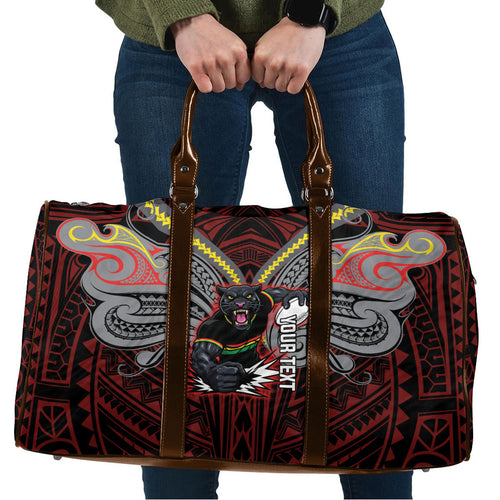 Custom Penrith Panthers Travel Bag Black Panther Warrior Polynesia Islander Rugby Mascot