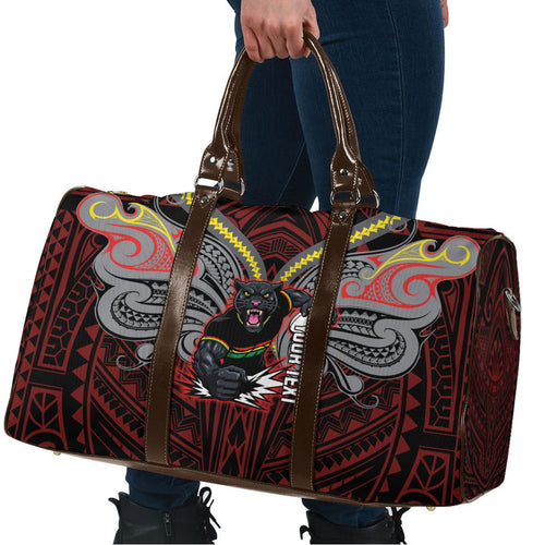 Custom Penrith Panthers Travel Bag Black Panther Warrior Polynesia Islander Rugby Mascot