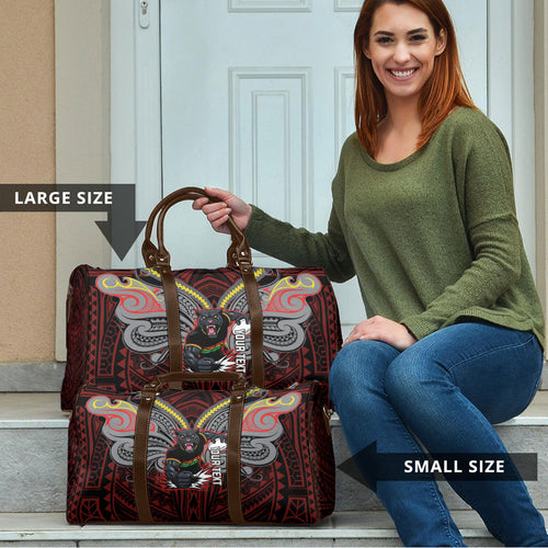 Custom Penrith Panthers Travel Bag Black Panther Warrior Polynesia Islander Rugby Mascot
