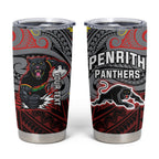 Custom Penrith Panthers Tumbler Cup Black Panther Warrior Polynesia Islander Rugby Mascot