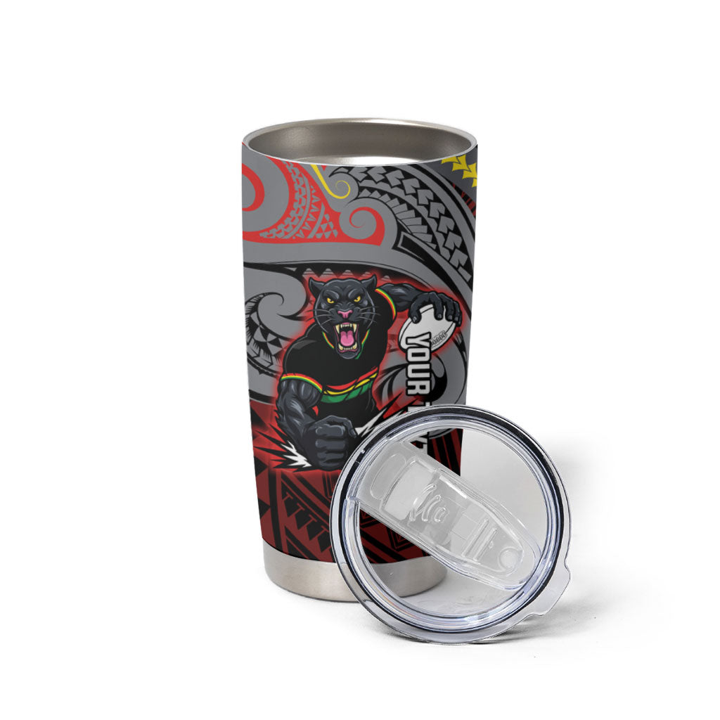 Custom Penrith Panthers Tumbler Cup Black Panther Warrior Polynesia Islander Rugby Mascot