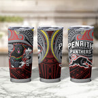 Custom Penrith Panthers Tumbler Cup Black Panther Warrior Polynesia Islander Rugby Mascot