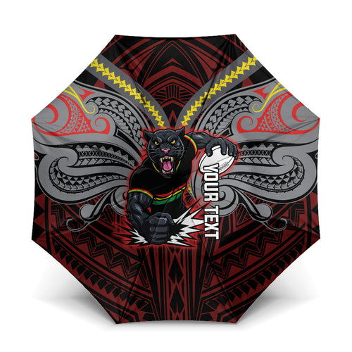 Custom Penrith Panthers Umbrella Black Panther Warrior Polynesia Islander Rugby Mascot