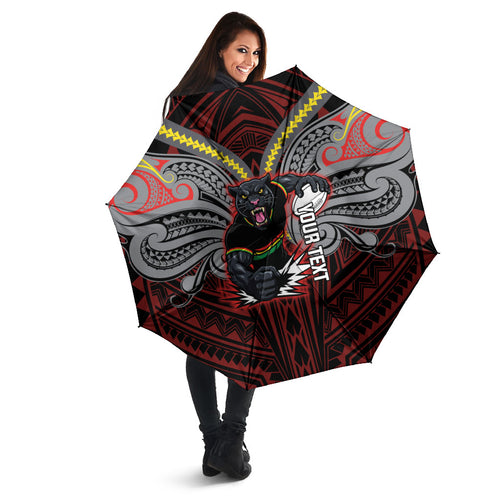 Custom Penrith Panthers Umbrella Black Panther Warrior Polynesia Islander Rugby Mascot
