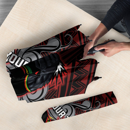 Custom Penrith Panthers Umbrella Black Panther Warrior Polynesia Islander Rugby Mascot