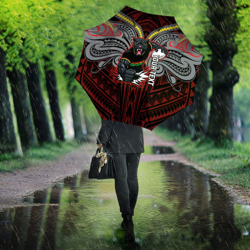 Custom Penrith Panthers Umbrella Black Panther Warrior Polynesia Islander Rugby Mascot