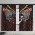 Custom Penrith Panthers Window Curtain Black Panther Warrior Polynesia Islander Rugby Mascot