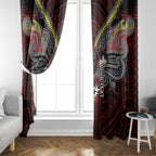 Custom Penrith Panthers Window Curtain Black Panther Warrior Polynesia Islander Rugby Mascot