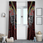 Custom Penrith Panthers Window Curtain Black Panther Warrior Polynesia Islander Rugby Mascot