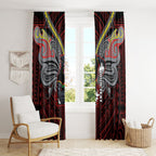 Custom Penrith Panthers Window Curtain Black Panther Warrior Polynesia Islander Rugby Mascot