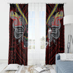Custom Penrith Panthers Window Curtain Black Panther Warrior Polynesia Islander Rugby Mascot