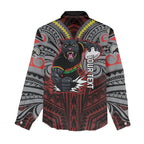 Custom Penrith Panthers Women Casual Shirt Black Panther Warrior Polynesia Islander Rugby Mascot
