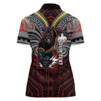 Custom Penrith Panthers Women Polo Shirt Black Panther Warrior Polynesia Islander Rugby Mascot