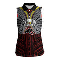 Custom Penrith Panthers Women Sleeveless Polo Shirt Black Panther Warrior Polynesia Islander Rugby Mascot