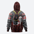Custom Penrith Panthers Zip Hoodie Black Panther Warrior Polynesia Islander Rugby Mascot