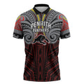 Custom Penrith Panthers Zipper Polo Shirt Black Panther Warrior Polynesia Islander Rugby Mascot