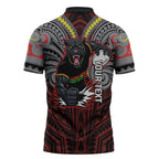 Custom Penrith Panthers Zipper Polo Shirt Black Panther Warrior Polynesia Islander Rugby Mascot