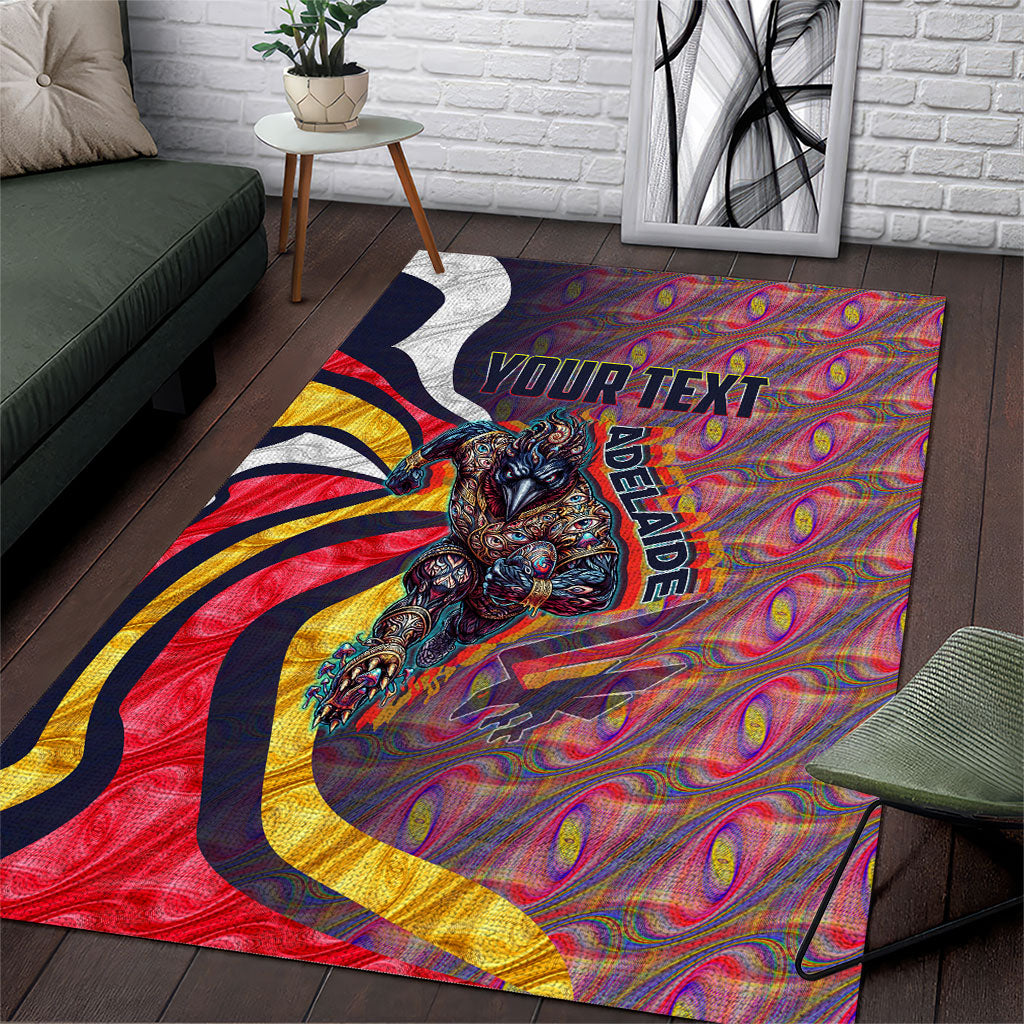 Personalised Adelaide Crows Area Rug Trippy Psychedelic Abstract Art Mascot Football Fans
