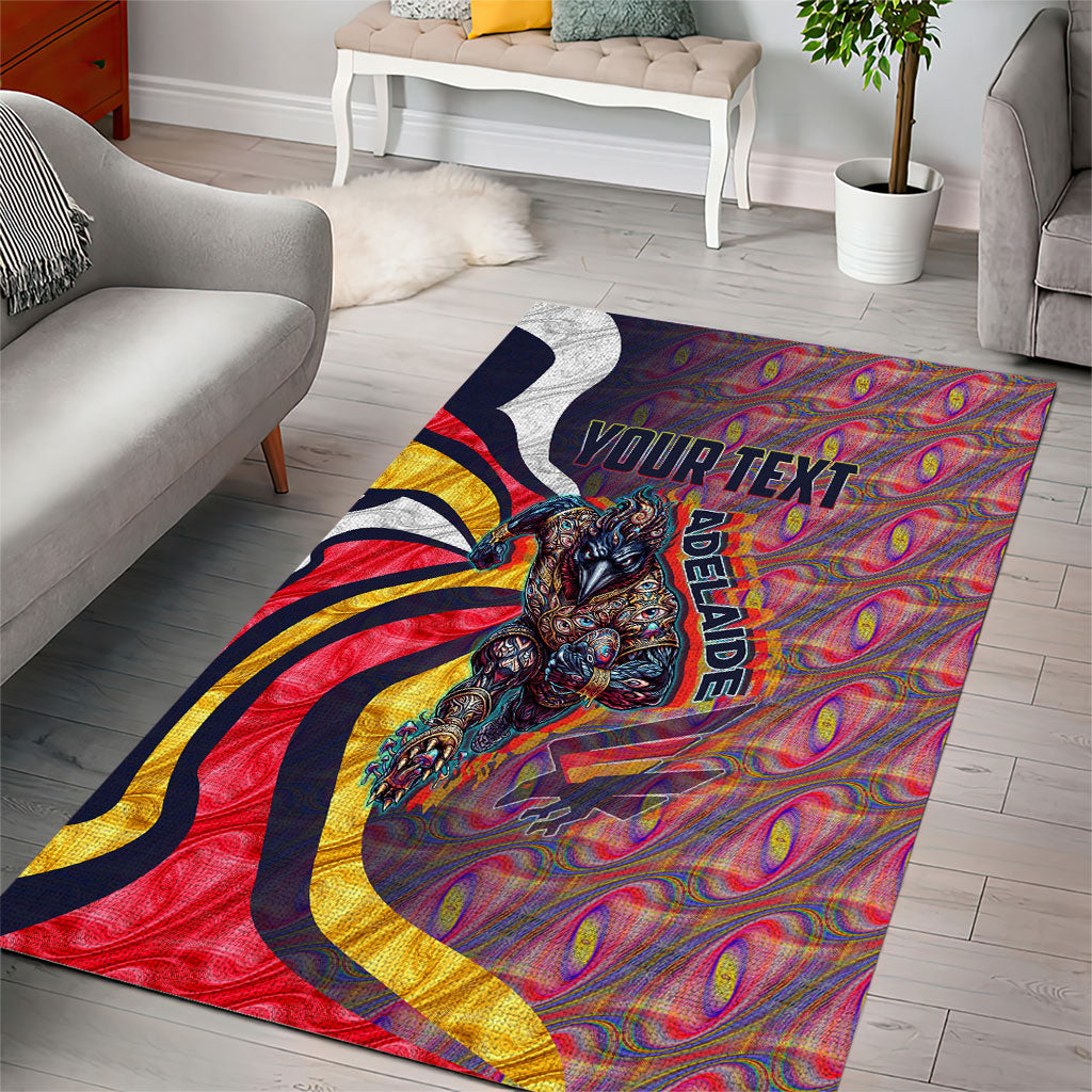 Personalised Adelaide Crows Area Rug Trippy Psychedelic Abstract Art Mascot Football Fans