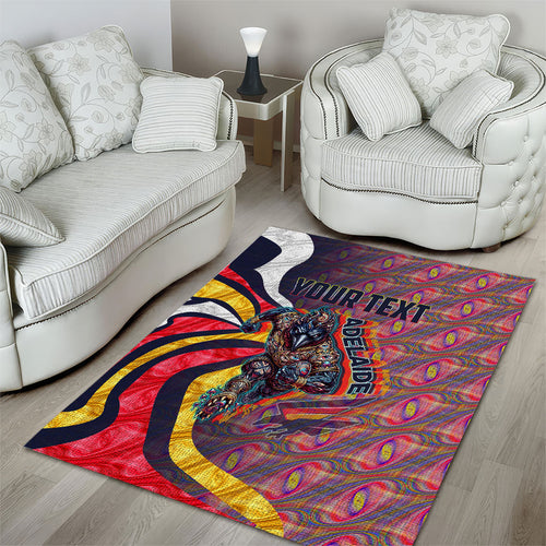 Personalised Adelaide Crows Area Rug Trippy Psychedelic Abstract Art Mascot Football Fans