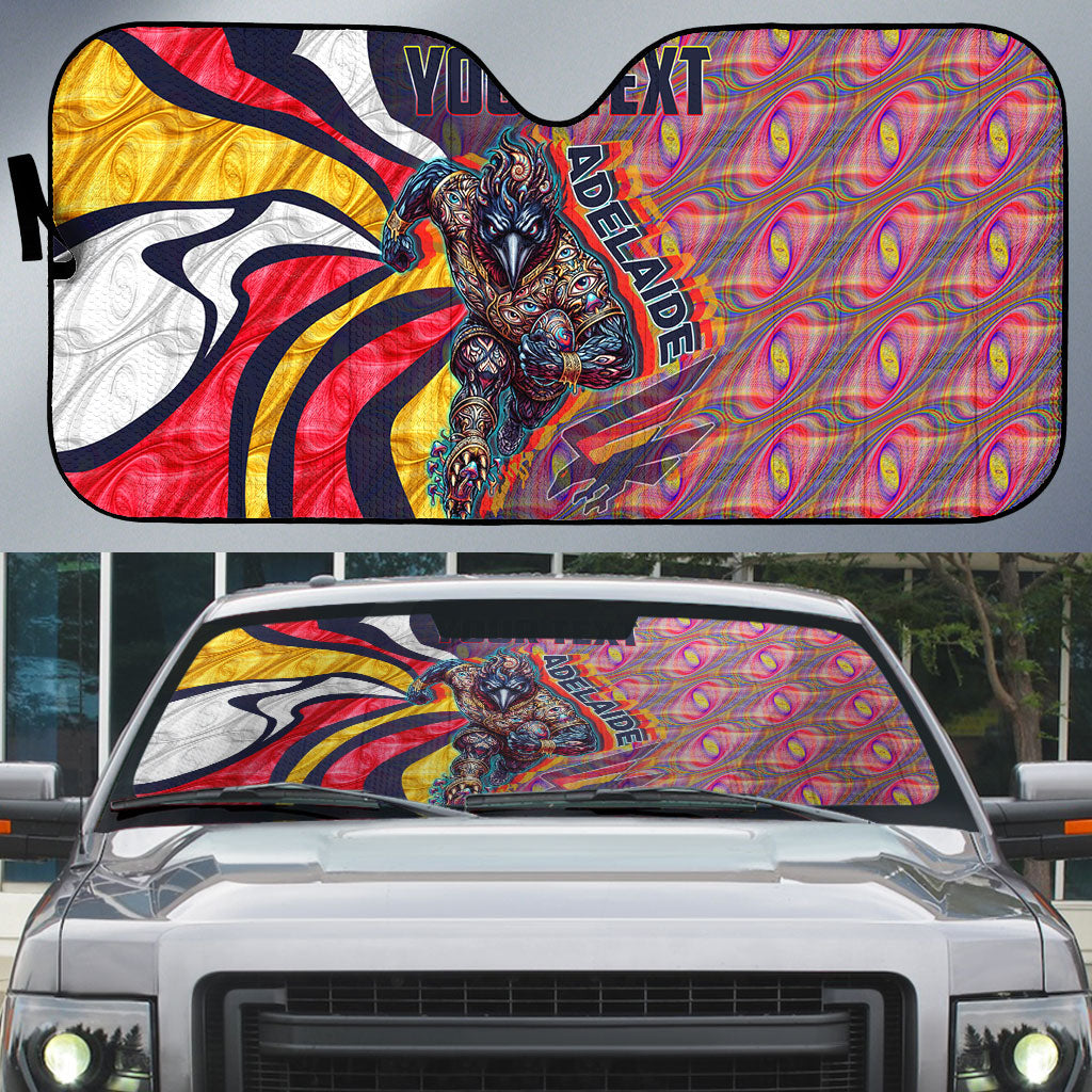 Personalised Adelaide Crows Auto Sun Shade Trippy Psychedelic Abstract Art Mascot Football Fans
