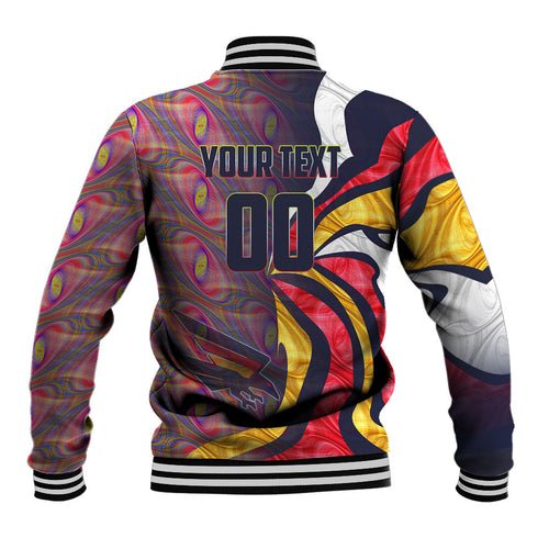 Personalised Adelaide Crows Baseball Jacket Trippy Psychedelic Abstract Art Mascot Football Fans