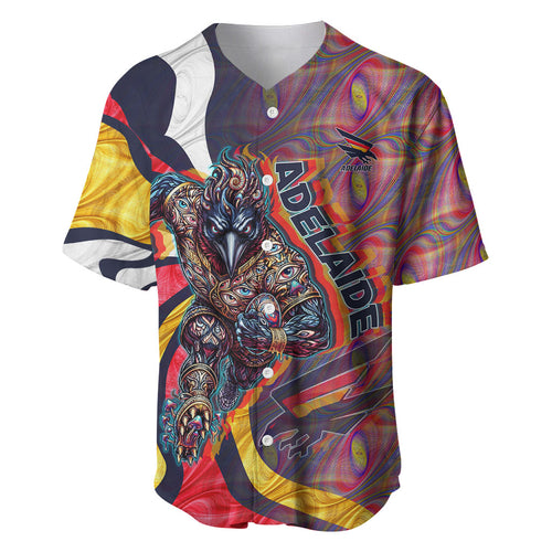 Personalised Adelaide Crows Baseball Jersey Trippy Psychedelic Abstract Art Mascot Football Fans