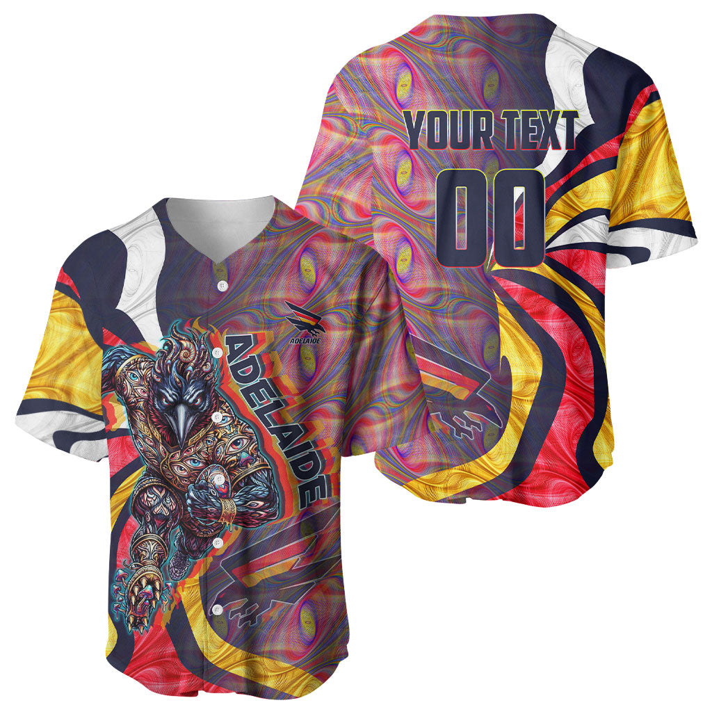 Personalised Adelaide Crows Baseball Jersey Trippy Psychedelic Abstract Art Mascot Football Fans