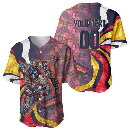 Personalised Adelaide Crows Baseball Jersey Trippy Psychedelic Abstract Art Mascot Football Fans