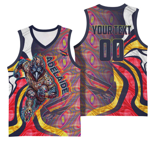 Personalised Adelaide Crows Basketball Jersey Trippy Psychedelic Abstract Art Mascot Football Fans