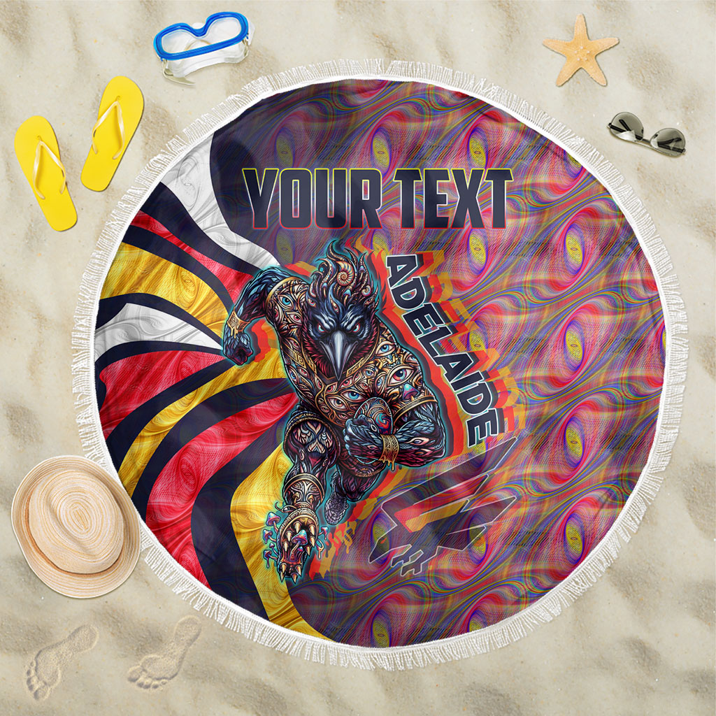 Personalised Adelaide Crows Beach Blanket Trippy Psychedelic Abstract Art Mascot Football Fans
