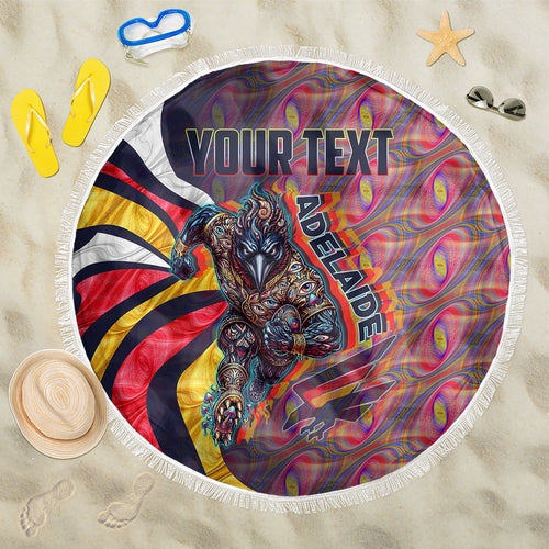 Personalised Adelaide Crows Beach Blanket Trippy Psychedelic Abstract Art Mascot Football Fans
