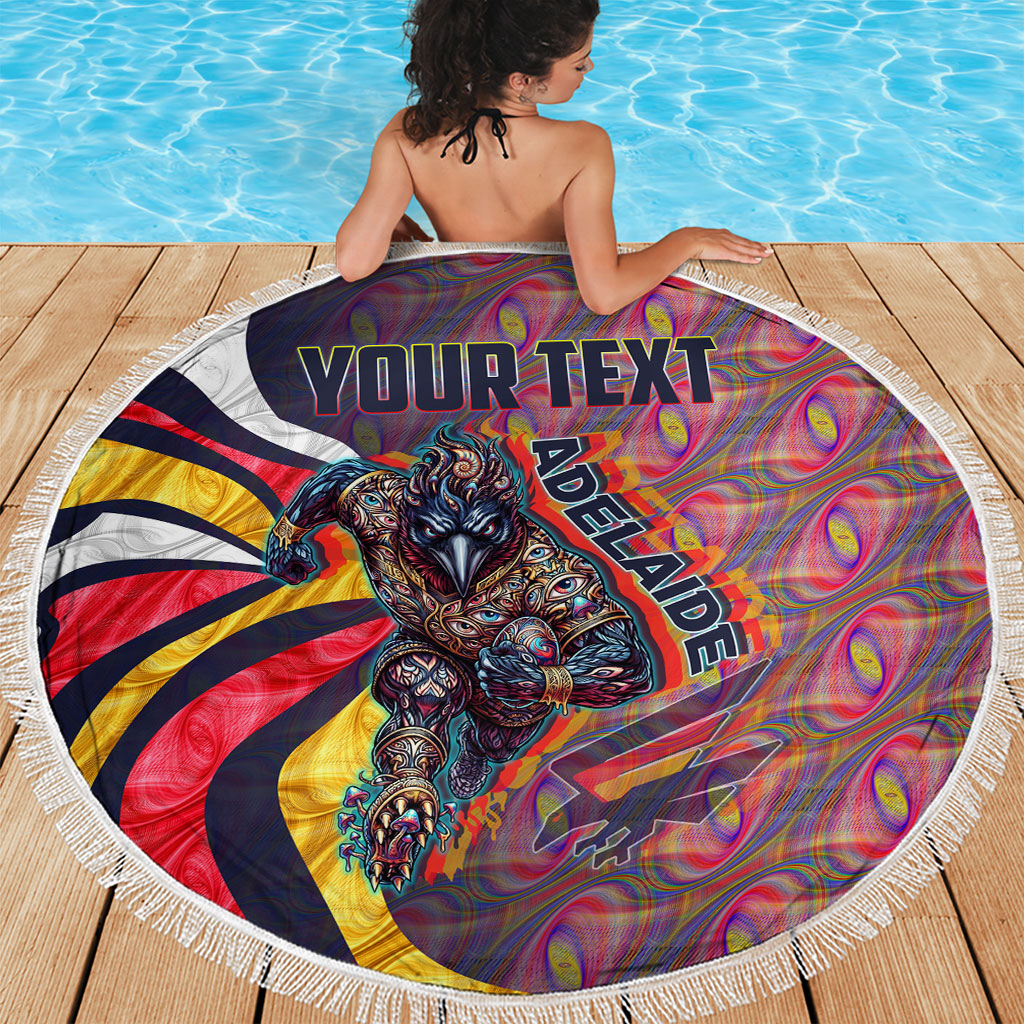 Personalised Adelaide Crows Beach Blanket Trippy Psychedelic Abstract Art Mascot Football Fans