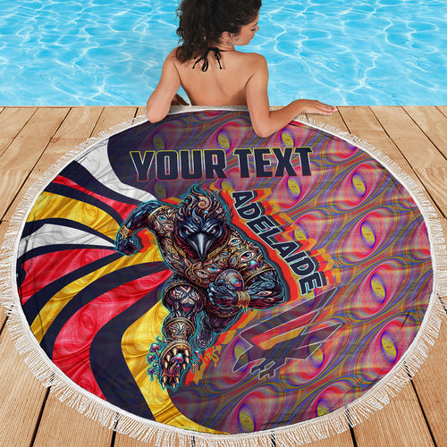 Personalised Adelaide Crows Beach Blanket Trippy Psychedelic Abstract Art Mascot Football Fans