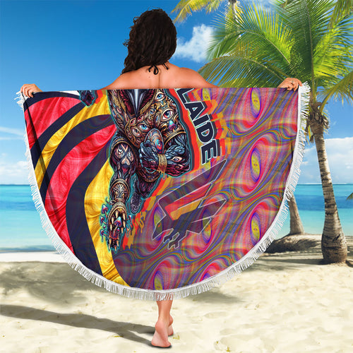 Personalised Adelaide Crows Beach Blanket Trippy Psychedelic Abstract Art Mascot Football Fans