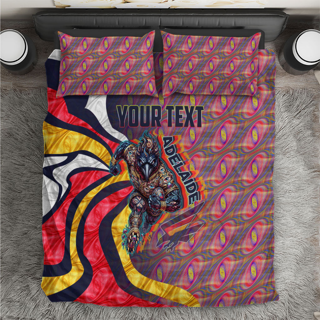 Personalised Adelaide Crows Bedding Set Trippy Psychedelic Abstract Art Mascot Football Fans