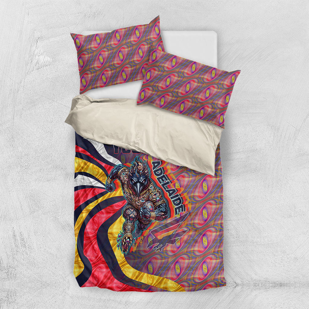 Personalised Adelaide Crows Bedding Set Trippy Psychedelic Abstract Art Mascot Football Fans