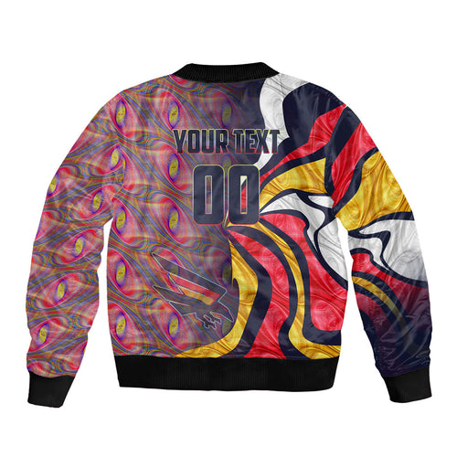 Personalised Adelaide Crows Bomber Jacket Trippy Psychedelic Abstract Art Mascot Football Fans