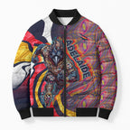 Personalised Adelaide Crows Bomber Puffer Jacket Trippy Psychedelic Abstract Art Mascot Football Fans