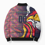 Personalised Adelaide Crows Bomber Puffer Jacket Trippy Psychedelic Abstract Art Mascot Football Fans