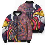 Personalised Adelaide Crows Bomber Puffer Jacket Trippy Psychedelic Abstract Art Mascot Football Fans