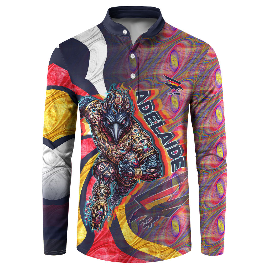 Personalised Adelaide Crows Button Sweatshirt Trippy Psychedelic Abstract Art Mascot Football Fans