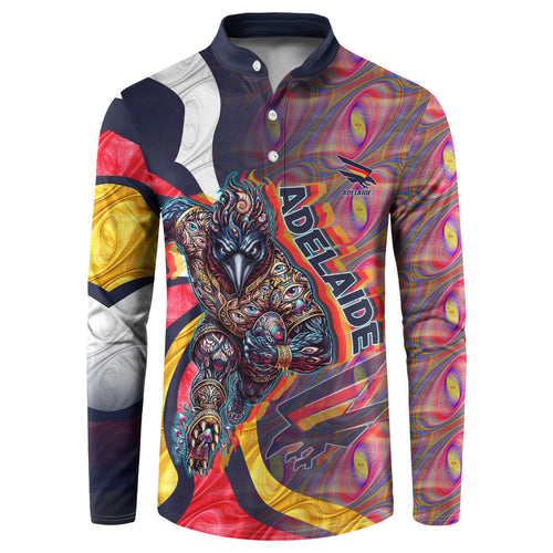 Personalised Adelaide Crows Button Sweatshirt Trippy Psychedelic Abstract Art Mascot Football Fans