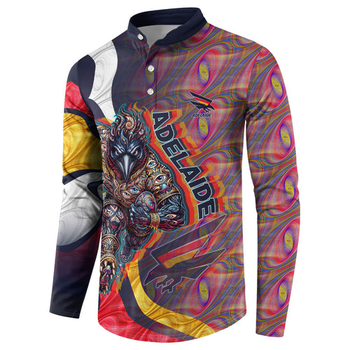 Personalised Adelaide Crows Button Sweatshirt Trippy Psychedelic Abstract Art Mascot Football Fans
