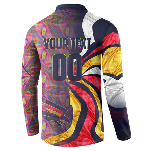 Personalised Adelaide Crows Button Sweatshirt Trippy Psychedelic Abstract Art Mascot Football Fans