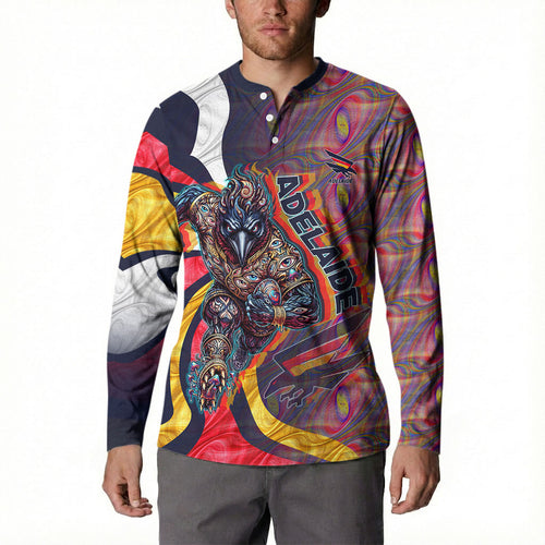 Personalised Adelaide Crows Button Sweatshirt Trippy Psychedelic Abstract Art Mascot Football Fans
